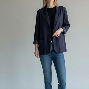 Bentley Womens Blazer Jacket Blue Size 11/12 Vintage Classic Shoulder Pads NWT